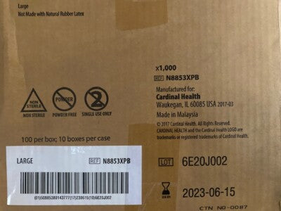 Glove, Nitrile Exam, Extended Cuff, Large, Powder-Free (PF), 100/bx, 10 bx/cs (Continental US Only)