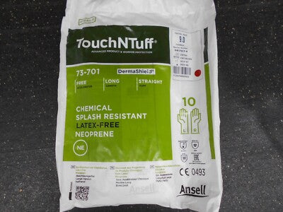 Laboratory Glove, Neoprene, Size 9, Green, Disposable, Sterile, 1 pr/pk, 10 pk/bg, 5 bg/outer bg, 4 outer bg/master bg, 1 master bg/cs (US Only)