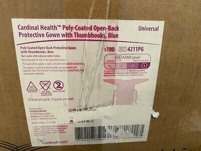 Isolation Gown, Poly-Coated, Over-the-Head, Half-Back, Thumbhooks, Blue, Universal, Flat Pack, 10/pk, 10 pk/cs (Continental US Only)