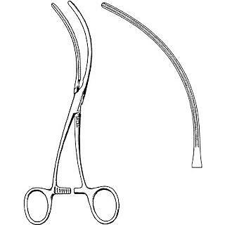 DeBakey Peripheral Vessel Clamp, 8in, Blunt, Hemostatic Forceps, Double/'S' Curved, 1x2 Rows of Nontraumatic Fine Teeth, Atraumatic, Finger Rings Handle, Stainless Steel, Reusable, Non-Sterile, Latex-Free, Premium OR-Grade (DROP SHIP ONLY)