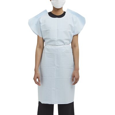 Exam Gown, TPT, 30" x 42", Blue, 50/cs (110 cs/plt) (229) (Part Number is having a ROLLING TRANSITION from a 3 digit to a 7 digit number - You may receive either part number until transition is completed)