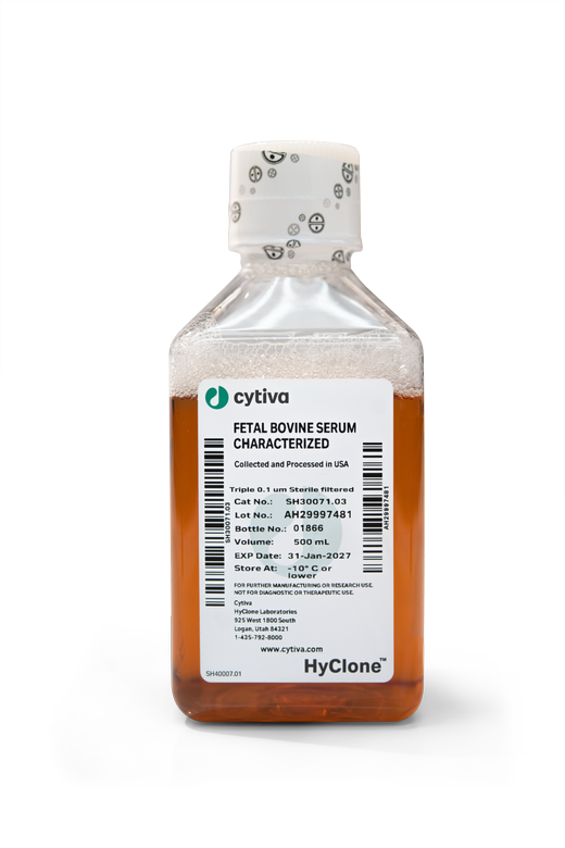 HyClone Characterized Fetal Bovine Serum (FBS), Heat Inactivated, 500 mL, 25-40 dose (Ships on Dry Ice) (Item is Non-Returnable) (DROP SHIP ONLY)