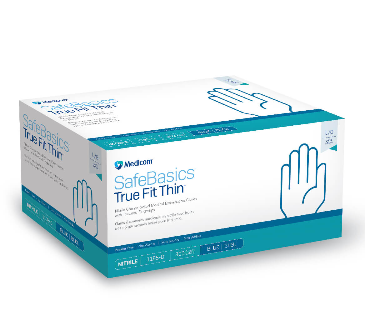 SafeBasics True Fit Thin Powder-Free Nitrile Gloves, Pink. Large. 300/bx, 8 bx/cs (Not Available for sale into Canada)