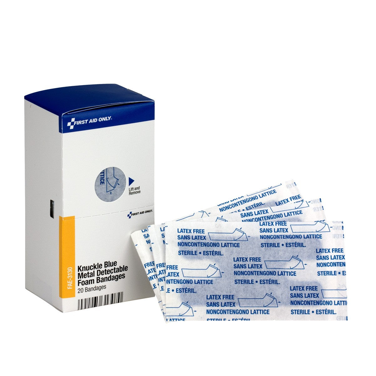 SC Refill, Includes: Blue Metal Detectable Knuckle Foam Bandages, 20/bx (DROP SHIP ONLY - $150 Minimum Order)