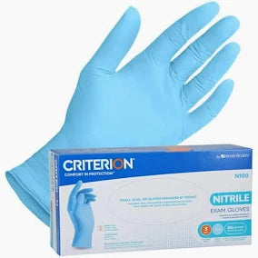 Criterion Low Derma Nitrile Exam Gloves Small Standard Slate Blue Non-Sterile, 10 BX/CA (5700631)