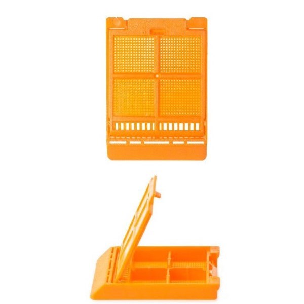 Micromesh Biopsy Cassette, 4-Compartments, 45 Angle, Acetal, Orange, 250/bx, 4 bx/cs