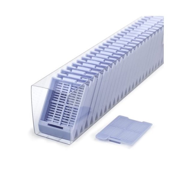 Swingsette Tissue Cassette, Quickload Sleeve, 45 Angle, Acetal, Blue, Bulk, 750/cs