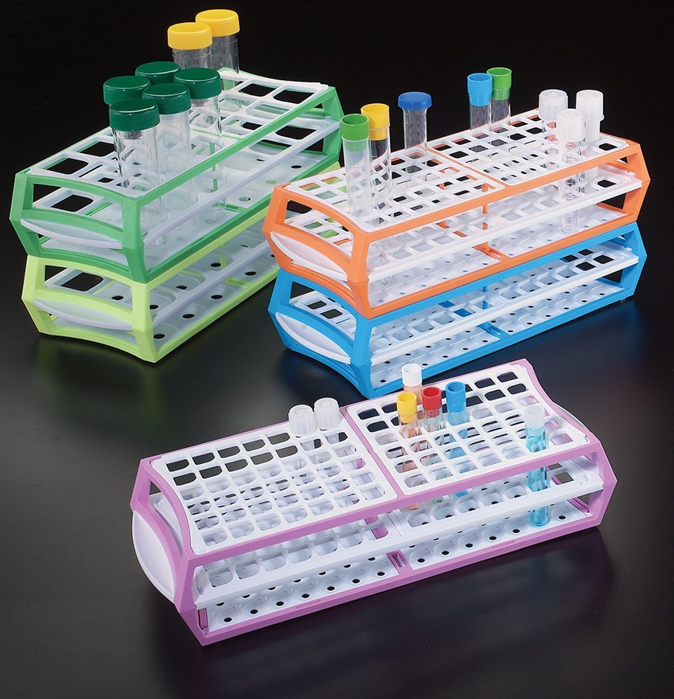 Test Tube Rack, 11.5" x 4.5" x 2.5", (60) 16mm Tube Capacity, Blue, 10/cs