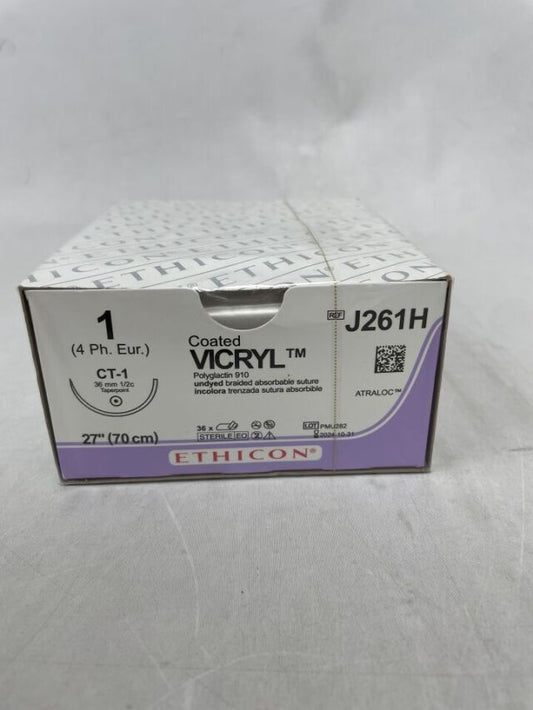 Suture, Taper Point, Size 1, 27", Undyed Braided, Needle CT-1, _ Circle, 3 dz/bx (Continental US Only)