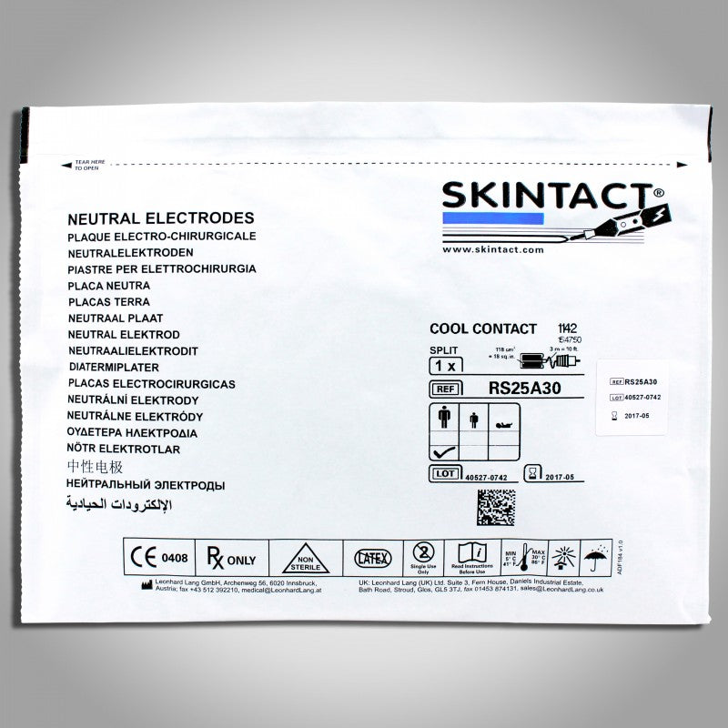 Skintact Grounding Plate, Electrosurgical, Bottle Shape, w/ Cord, 1 plate/pch, 50 pch/cs