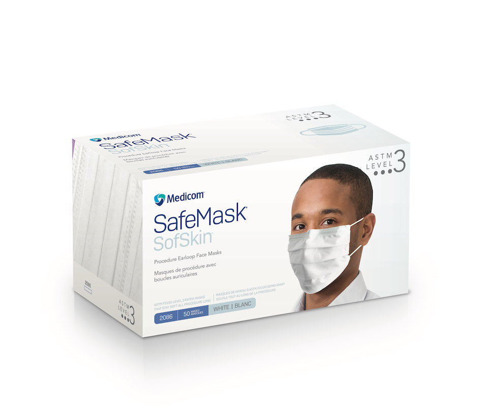 Procedure Earloop Mask, ASTM Level 3, White, 50/bx, 10 bx/cs (Not Available for sale into Canada)
