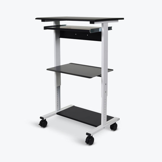 Stand Up Adjustable Workstation, Three Shelves, Overall: 29.5"W x 20"D x 34.5"45.5"H (DROP SHIP ONLY)