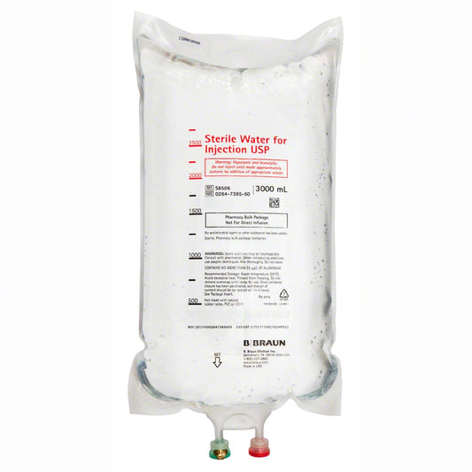 Sterile Water for Injections, USP, 3 Liter Bag (Rx), 4/cs (Continental US+HI Only)&nbsp;&nbsp;<Strong style="color:red">Max weekly quantity allowed: 10</Strong>