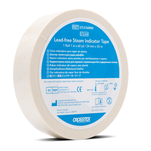 Steam Indicator Tape, Lead-Free, Blue, 0.75in x 60yd, 24rl/cs