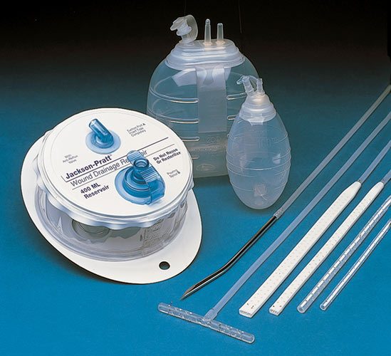 Reservoir Kit with Flat Silicone Drains, with Trocar, 100cc, 7mm x 20cm, Full Perforation, 10/cs (Continental US Only)