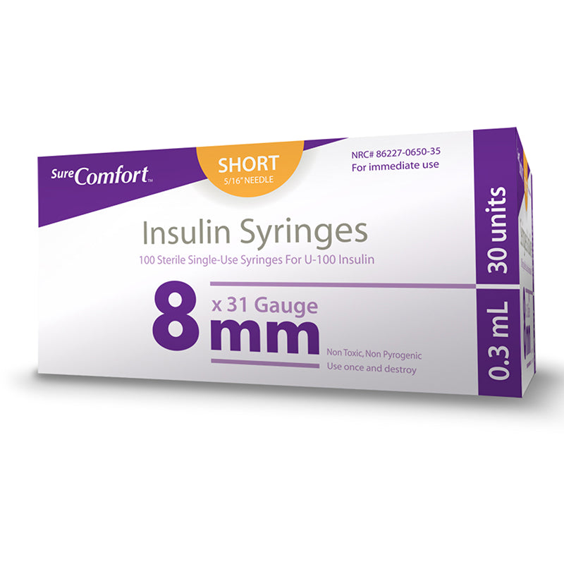 Insulin Syringe, 31Gx5/16", 3/10cc , 100/bx, 5bx/cs, 6cs/ct