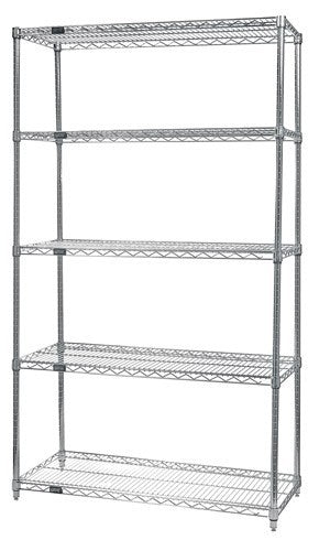 Wire Shelf, 4 Shelf, 74"H x 18"W x 72"L, Chrome (DROP SHIP ONLY)