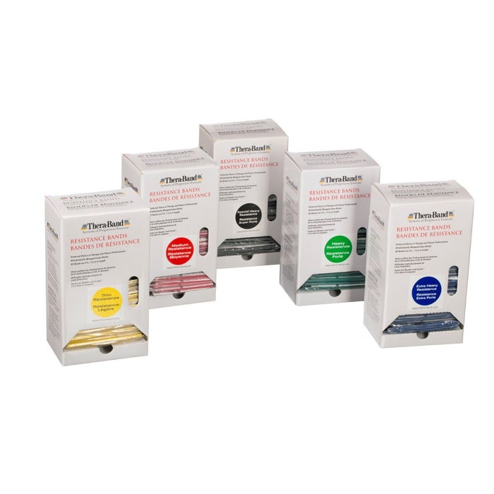 Resistance Band Dispenser Package, Yellow/ Thin, 30 Pk Dispenser Box of 5 ft Bands with Individually Packaged Bands with Safety Instructions, 4 ea/cs (045160) (Legacy# 20520) (US Only)