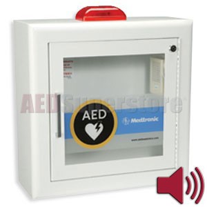 AED Wall Cabinet, With Alarm & Strobe, Surface Mount, Rolled Edges, White (DROP SHIP ONLY)