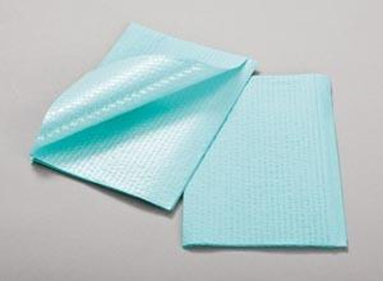 Diamond Embossed Towel, 13" x 18", 2-Ply Tissue/ Poly, Blue, 500/cs