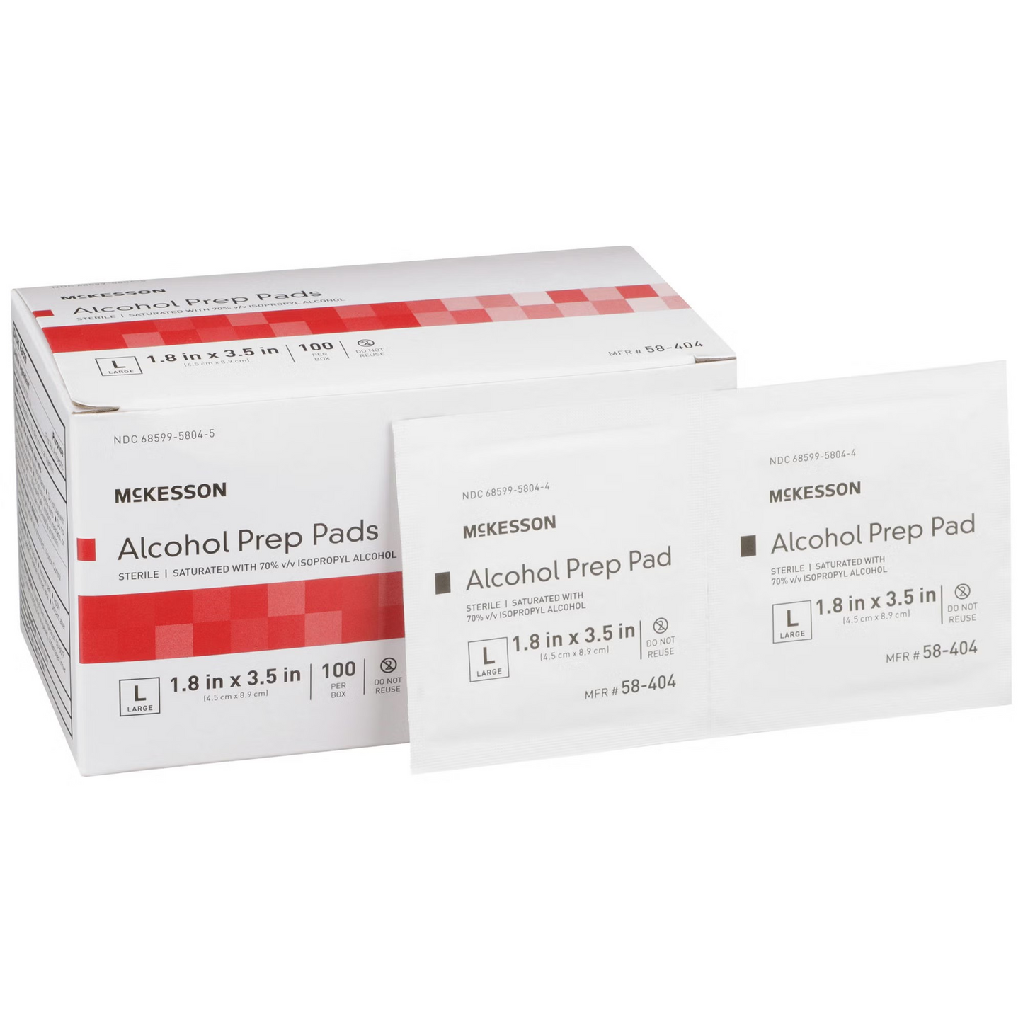 Alcohol Prep Pad McKesson 70% Strength Isopropyl Alcohol Individual Packet Large Sterile (58-404)