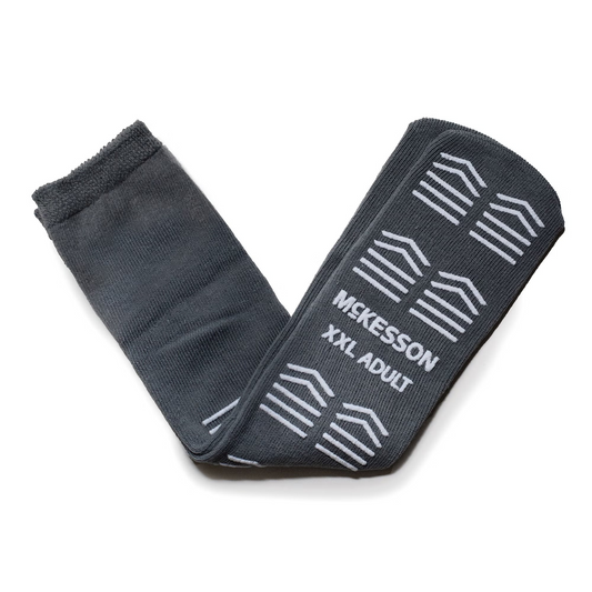 Slipper Socks McKesson Unisex Adult 2X-Large Single Tread Single Patient Use Gray 48pr/cs (16-XXL-SCE3)