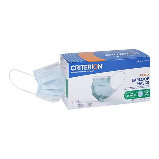 Criterion Fitted Earloop Face Mask ASTM Level 3 Blue 50/Bx, 40 BX/CA (GCFCXUSFBLS)