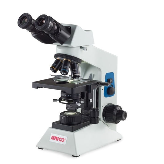 Microscope, Binocular, 10X Widefield Eyepiece High-Eyepoint, 4X, 10X, 40X, 100X, Plan, NA 1.25 Condenser, Iris Diaphragm, Mechanical Stage, 3 Watt LED Kohler Illumination, Coaxial Focusing