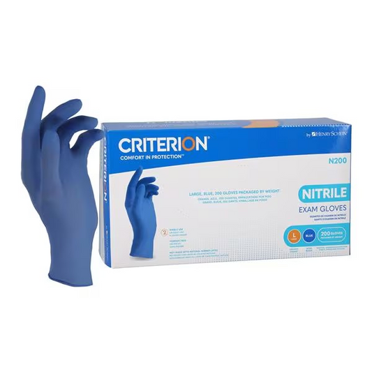 Criterion N200 Nitrile Exam Gloves Large Blue Non-Sterile 200/Bx (9007440)