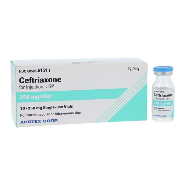 Ceftriaxone Sodium Injection 250mg/vl Powder SDV 10/Package (60505615101)