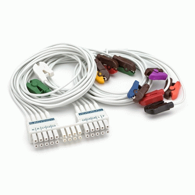 WAM/ AM12 10 Wire Replacement Lead Set, AHA Medi-Clip (for Stress) (US Only)