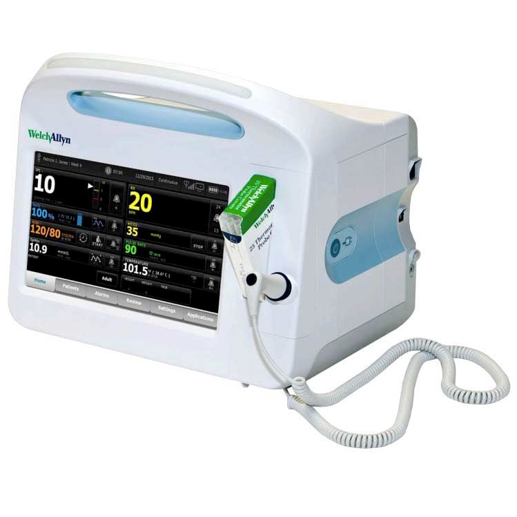 Vital Signs Monitor with Nellcor SpO2, SureTemp Plus Thermometry, Internal Printer, SureBP Non-invasive Blood Pressure, Pulse Rate, MAP, Custom Scoring, Nurse Call, (4) USB Ports for Accessories, Internal 802.11 a/b/g Wireless Radio, 100-240 V, 50-60 Hz AC, IEC Plug Type-B (US Only) (Item is considered HAZMAT and cannot ship via Air or to AK, GU, HI, MP, PR, VI)
