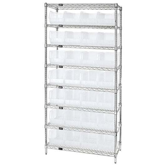 Bin Wire Shelving System, 36in(W)x14in(D)x74in(H), 800lb Capacity per Shelf (DROP SHIP ONLY)