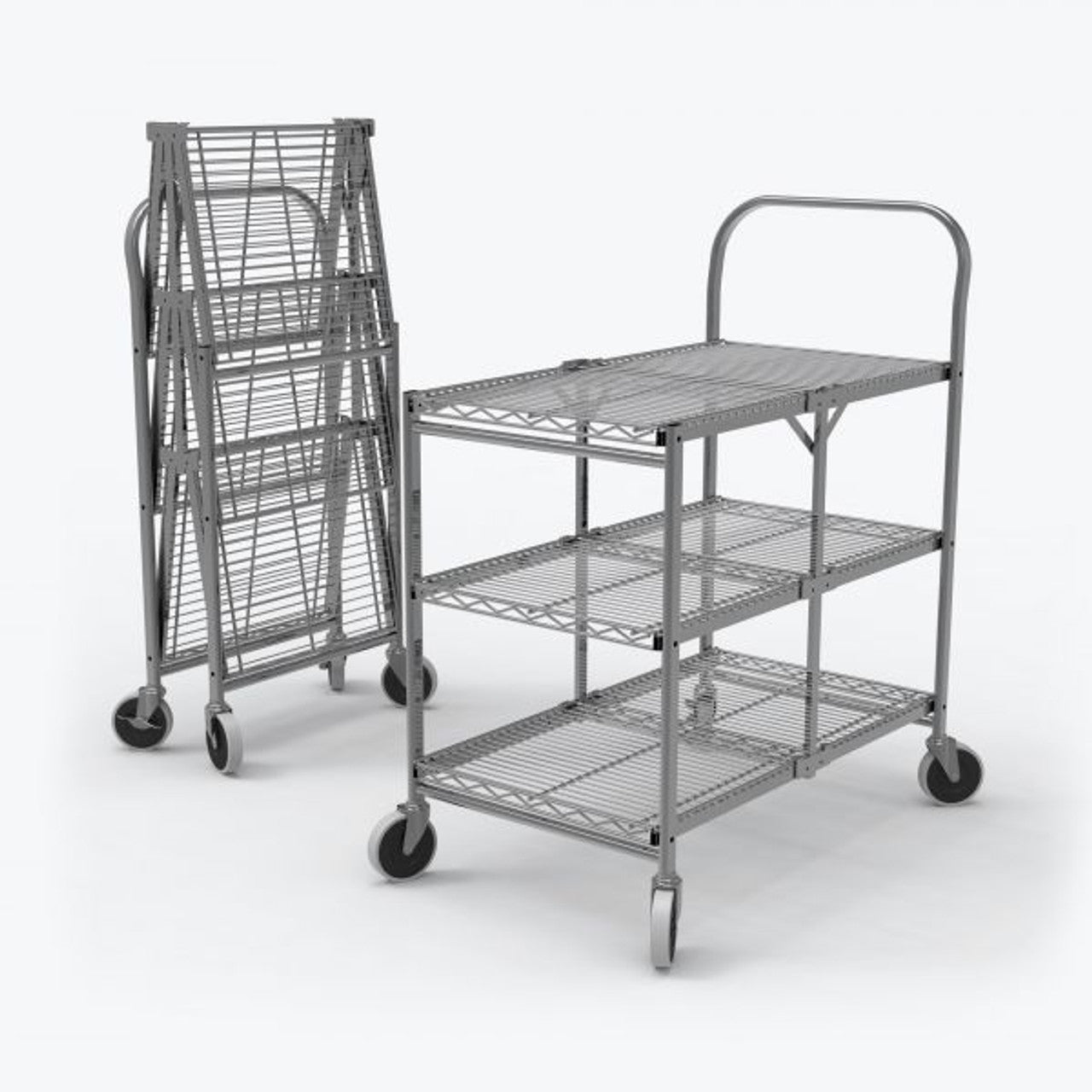 Utility Cart, Three Shelves (9.875" Clearance between Shelves), Wire, 33.75"W x 19.5"D x 39.5"H, ximum Weight Capacity 300 lbs, Assembly Required (DROP SHIP ONLY)