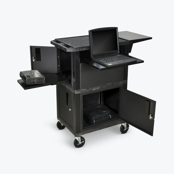 Mobile Presentation Station with Cabinets, 41"H, 15" Cord, Overall: 18"W x 24"D x 41"H (DROP SHIP ONLY)