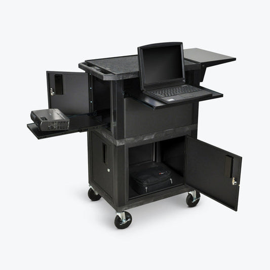 Mobile Presentation Station with Cabinets, 41"H, 15" Cord, Overall: 18"W x 24"D x 41"H (DROP SHIP ONLY)