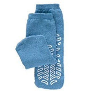 Patient Slippers, Double Tread, Terry, Medium, Light Blue, 48 pr/cs (Continental US Only)