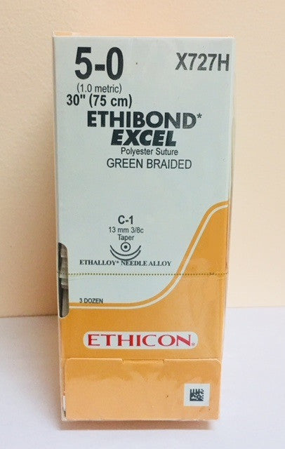 Suture, Taper Point, Size 5-0, 30", Green Braided, Needle C-1 C-1, 3/8 Circle, 3 dz/bx (Continental US Only)