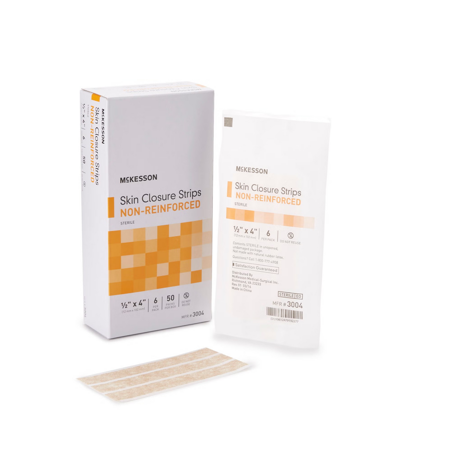 Skin Closure Strip McKesson 1/2 X 4 Inch Nonwoven Material Flexible Strip Tan (3004)